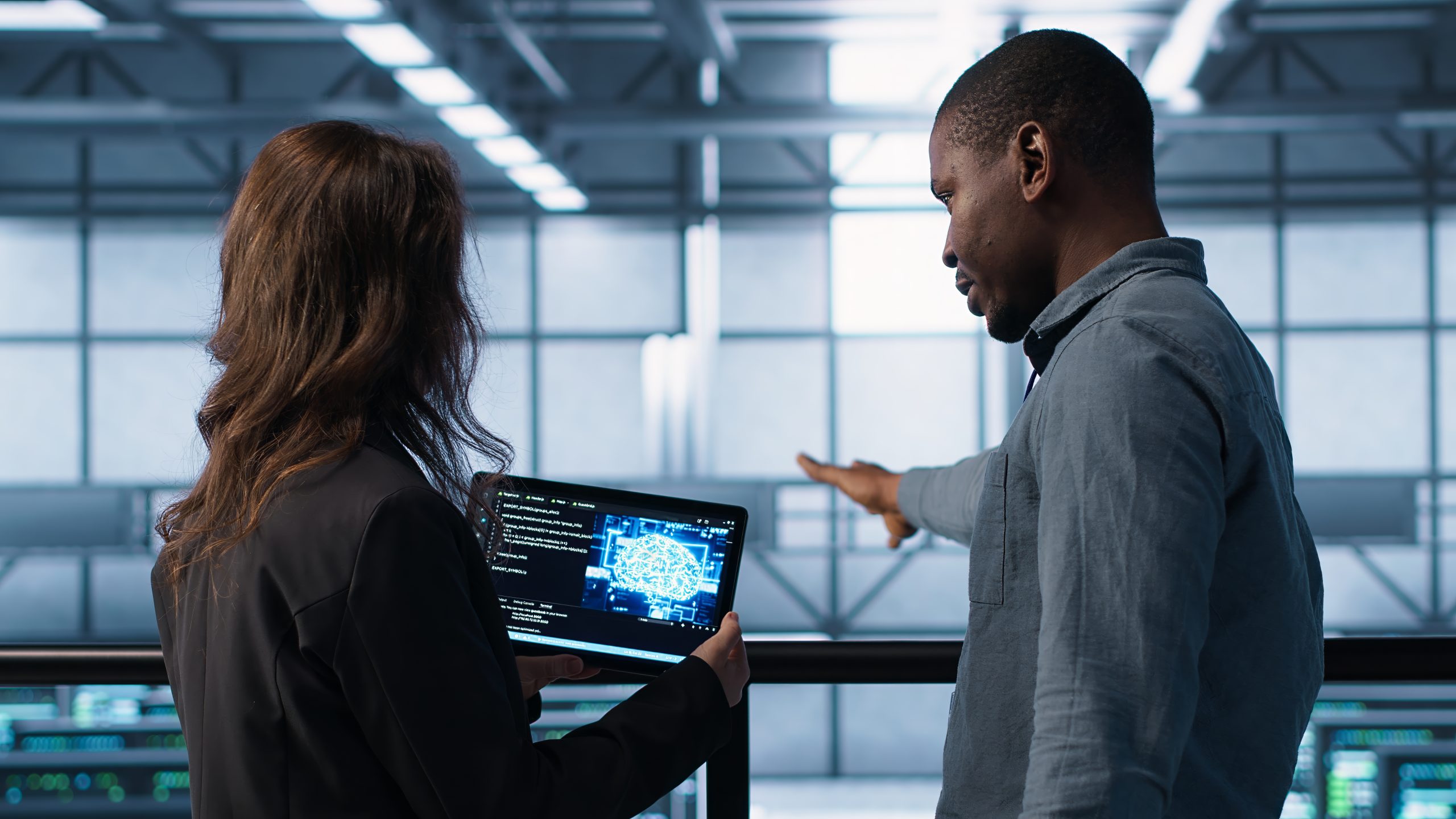 Technical specialists working within data centre infrastructure