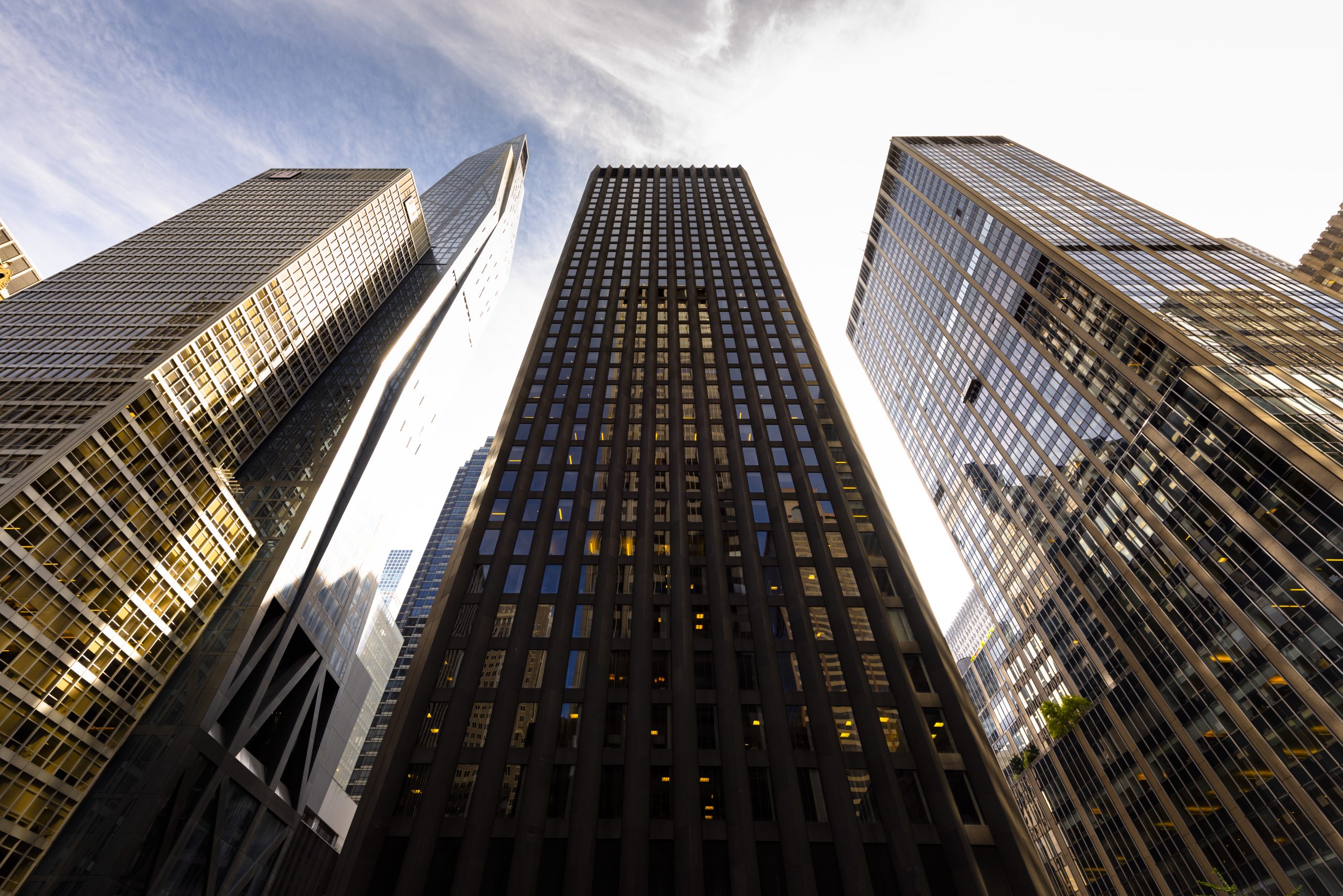 Architectural buildings representing complex institutions